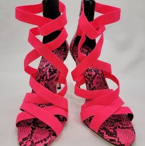 Jessica Simpson Pink Snake Skin Open Toe Heels